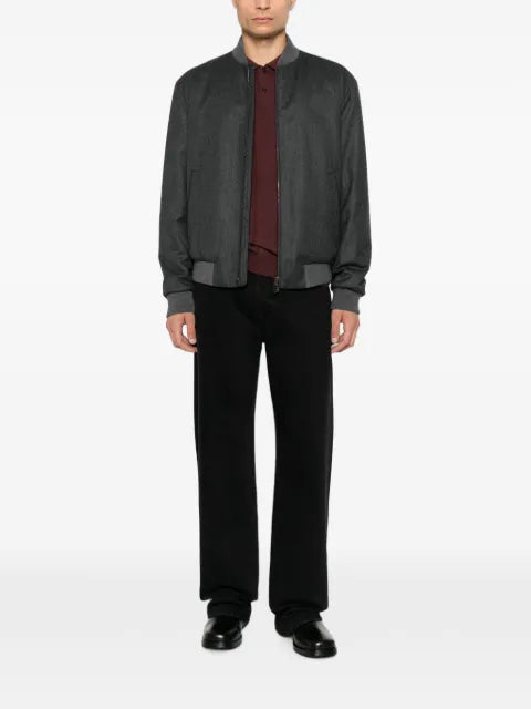 Canali ribbed-knit polo sweater
