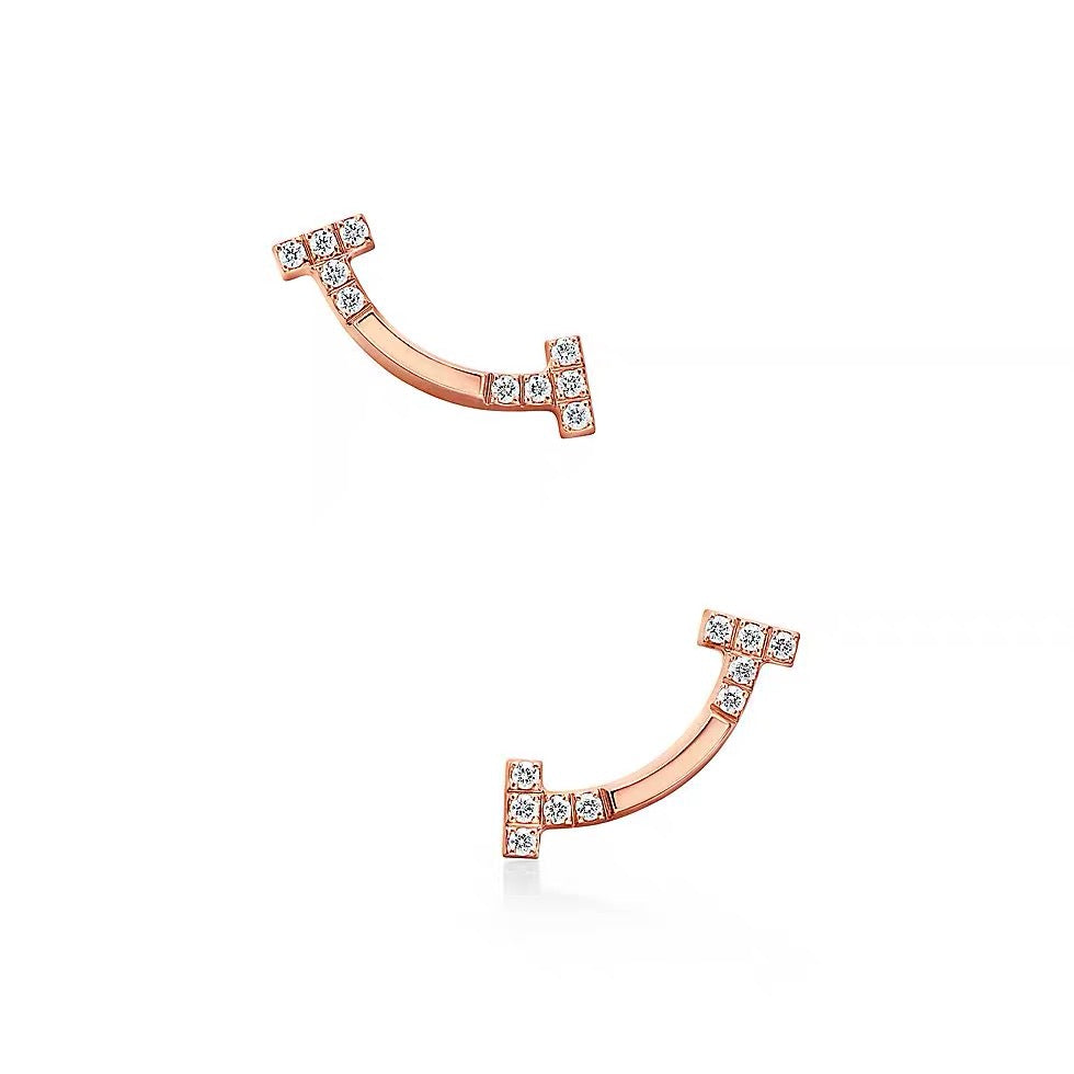 Tiffany Style Smile Cubic Zirconia Earrings
