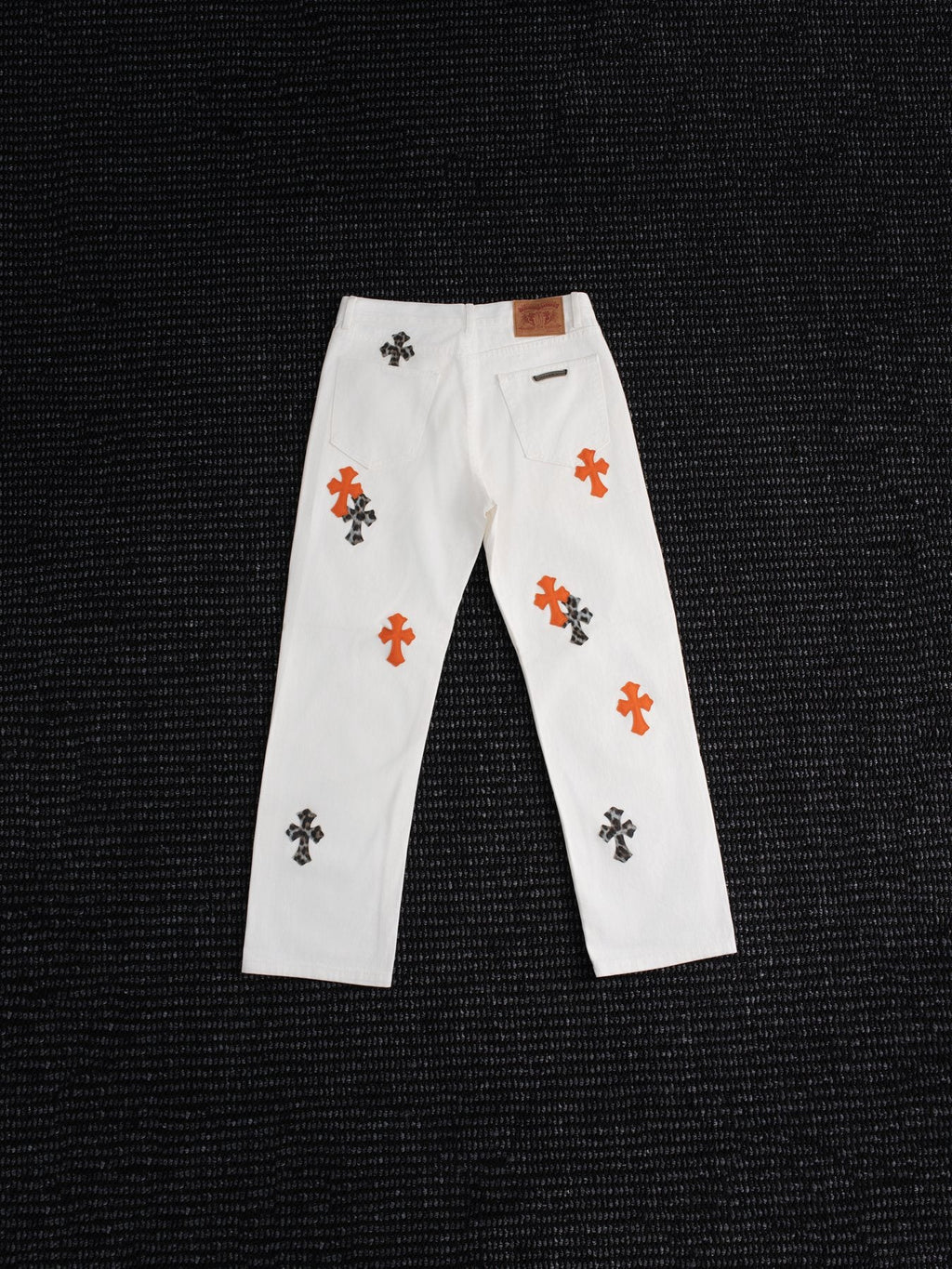 Chrome Hearts Cross Patch White Jeans