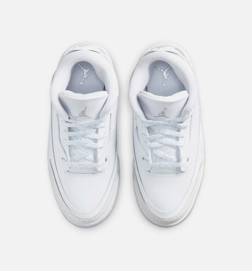 Air Jordan 3 Retro White / Metallic Silver Preschool Lifestyle Shoes (PS)
